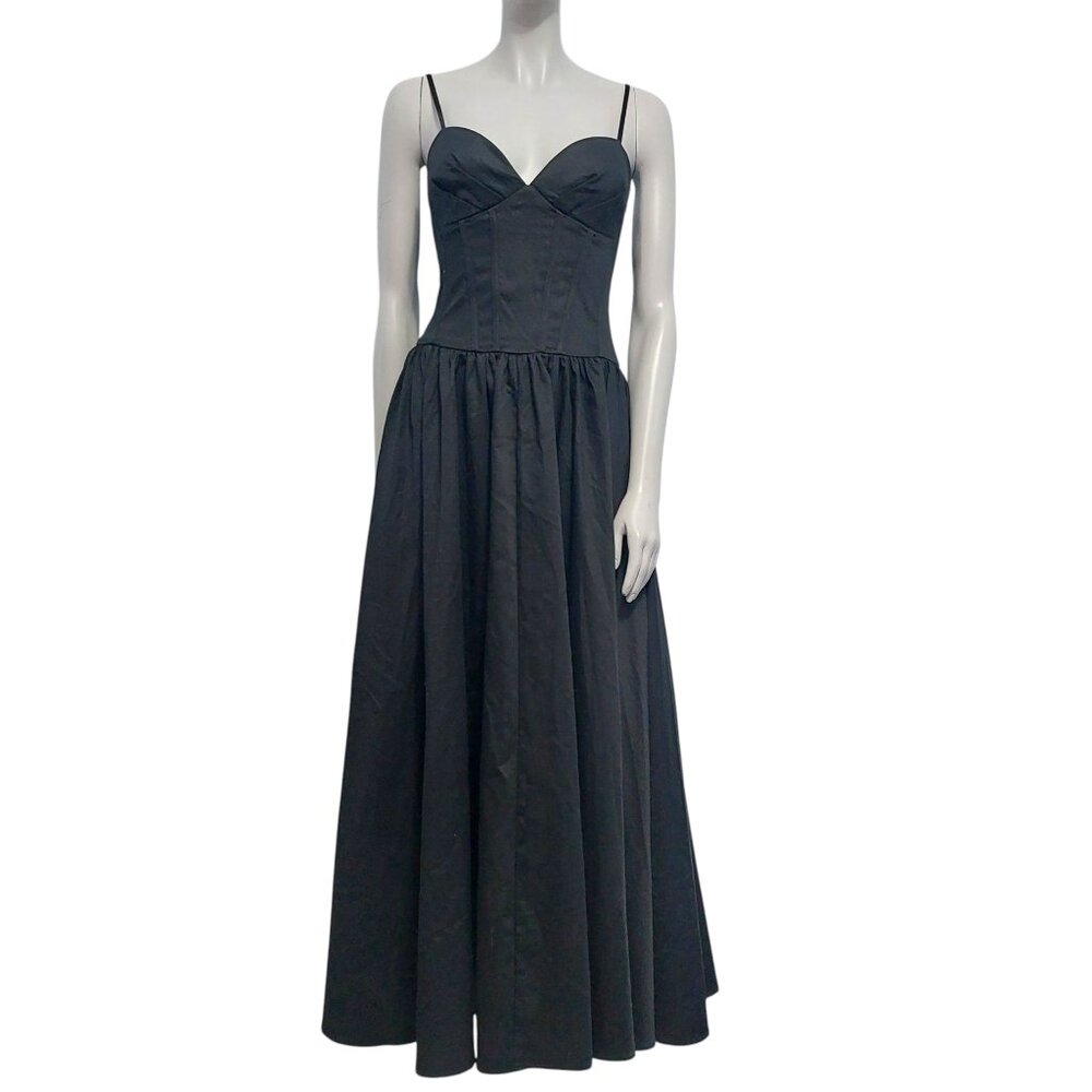 Forever 21 Black Bustier Maxi Dress XS Sweetheart Neckline Dark Romantic Witchy